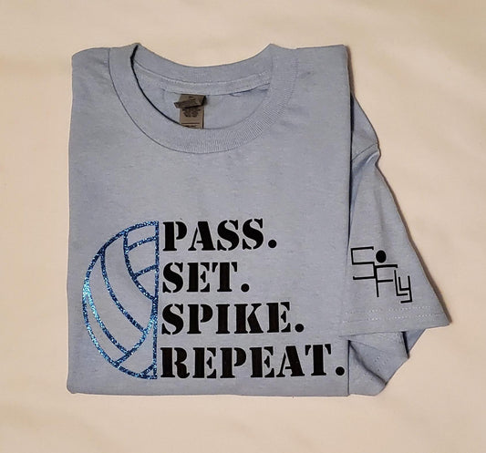 SoFly VOLLEYBALL T-SHIRT pass, set, spike, repeat w/glitter