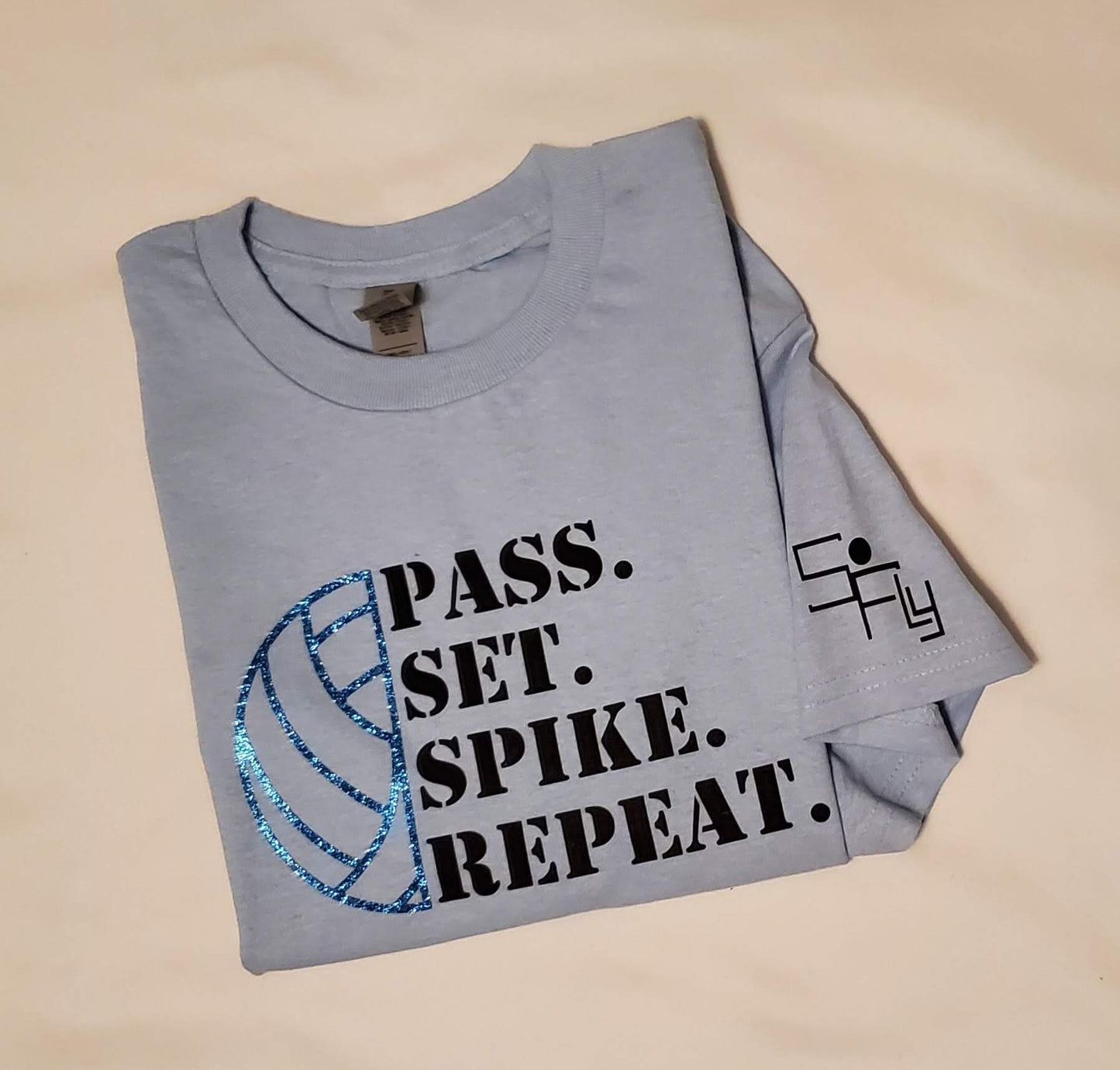 SoFly VOLLEYBALL T-SHIRT pass, set, spike, repeat w/glitter