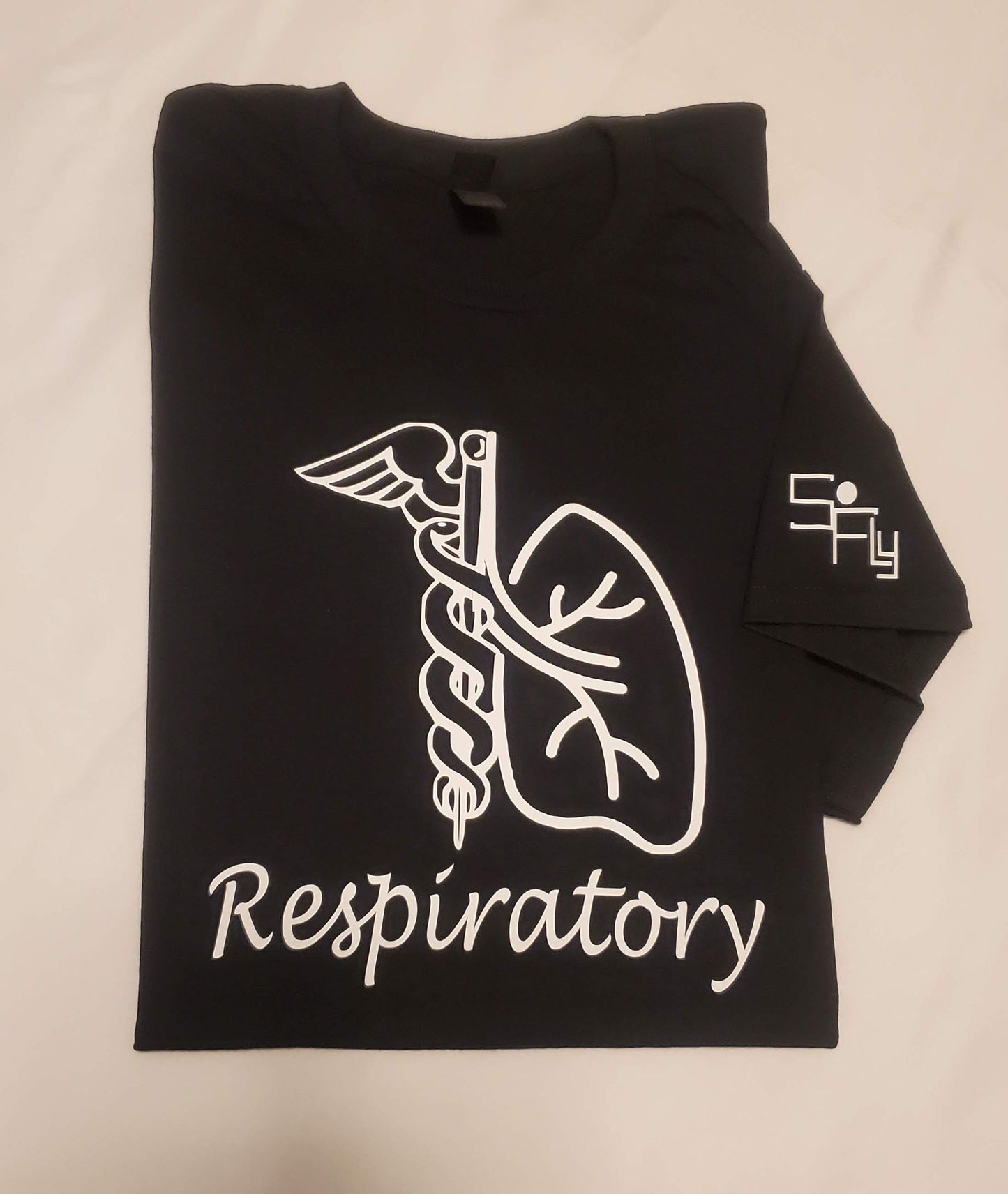 RESPIRATORY T-SHIRT 1/2 medical symbol, 1/2 lung