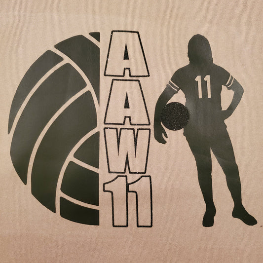 SoFly VOLLEYBALL SWEATSHIRT 1/2 ball, initials & silhouette w/glitter