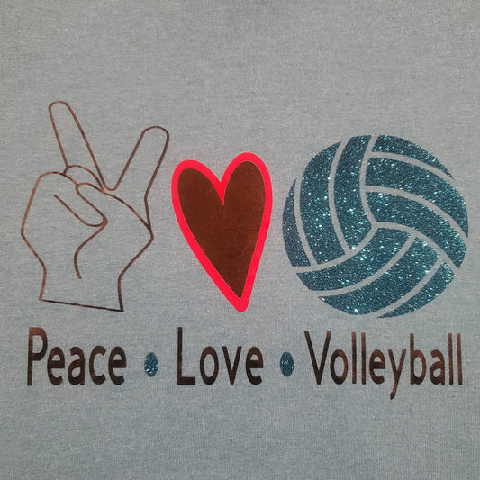 SoFly VOLLEYBALL SWEATSHIRT peace, love, volleyball w/glitter