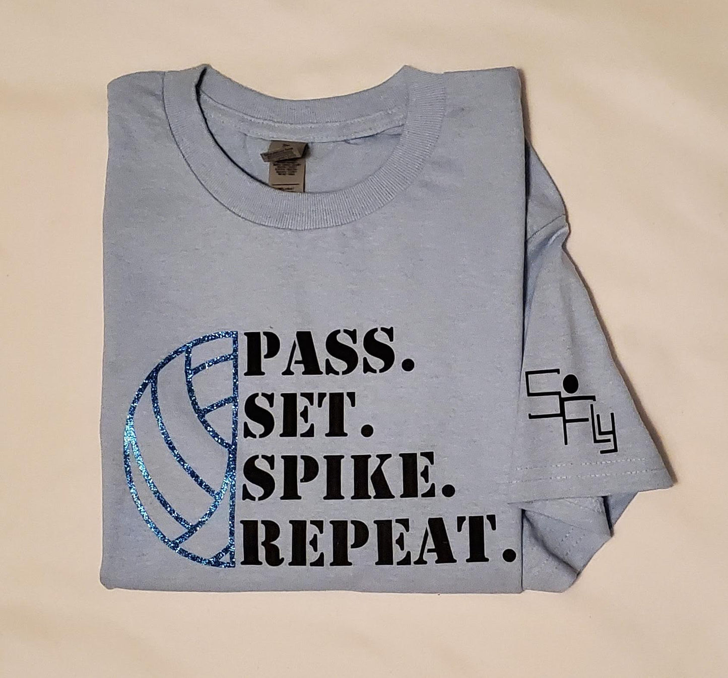 SoFly VOLLEYBALL T-SHIRT pass, set, spike, repeat w/glitter