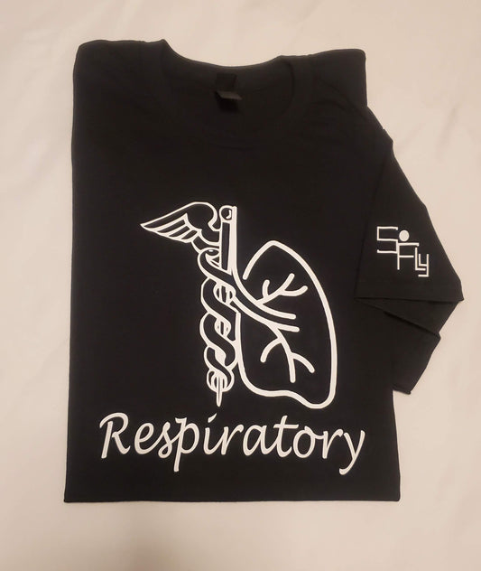 RESPIRATORY T-SHIRT 1/2 medical symbol, 1/2 lung