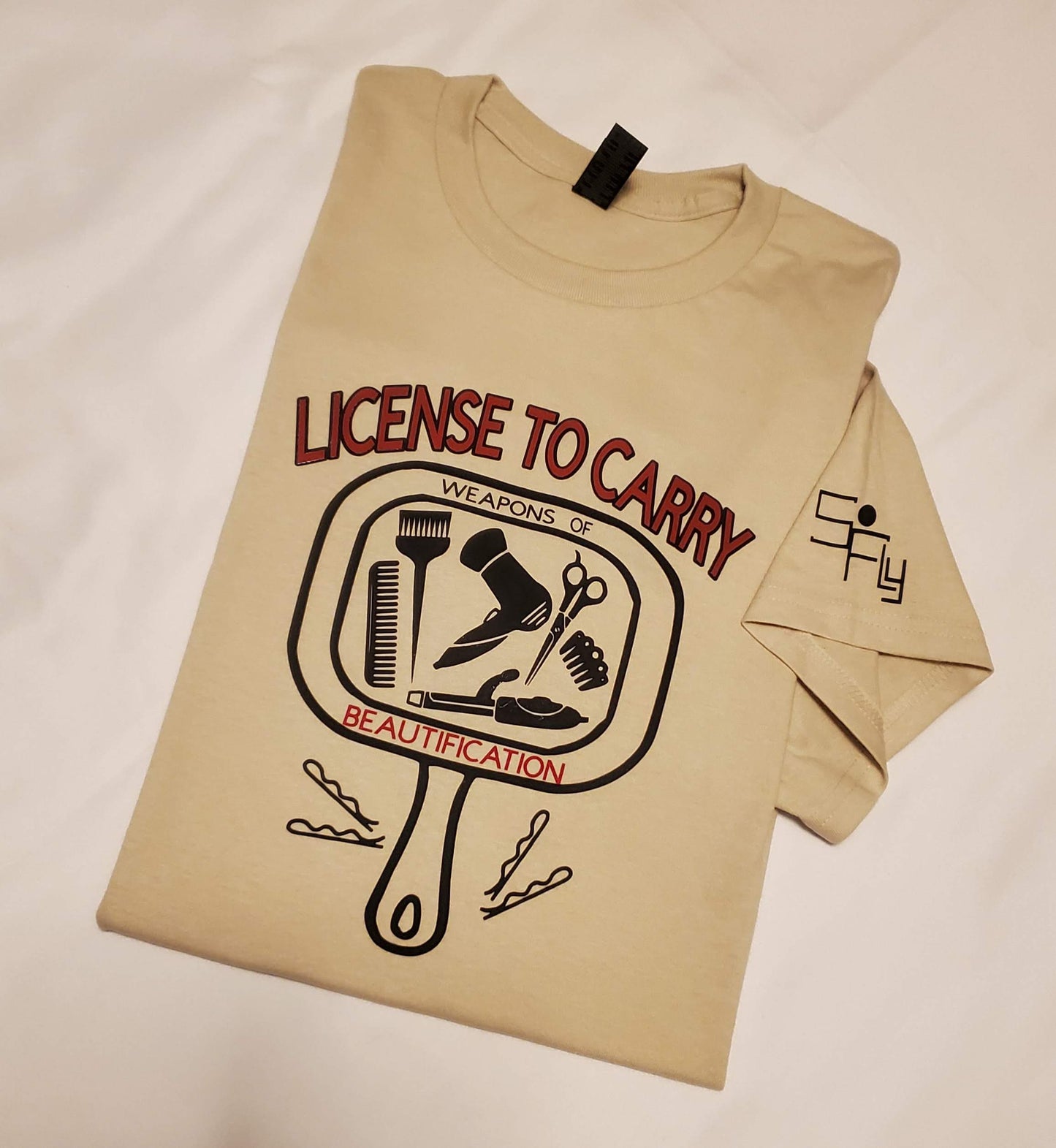 COSMETOLOGY T-SHIRT license to carry mirror